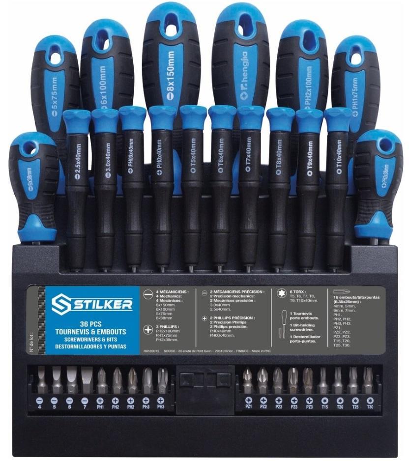 PRÉSENTOIR TOURNEVIS ET EMBOUTS 36PCS